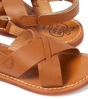 Plage-Stitch Cross leather sandals  | Pom d'Api