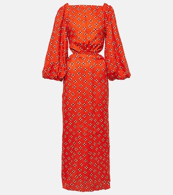 Robe midi imprimée en lin | Johanna Ortiz