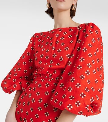 Robe midi imprimée en lin | Johanna Ortiz