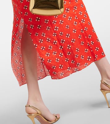 Robe midi imprimée en lin | Johanna Ortiz