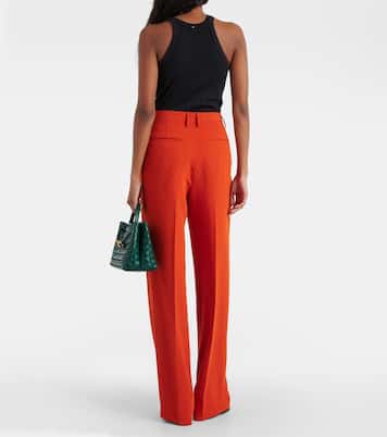 Pantalones rectos en crepé de tiro alto | Dries Van Noten