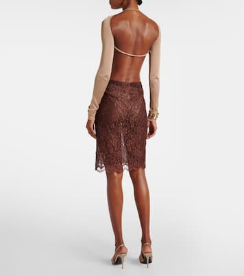 Jupe crayon en dentelle à fleurs | Saint Laurent