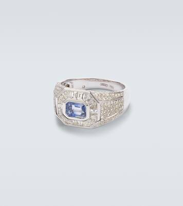 18kt 화이트 골드 사파이어 다이아몬드 링 | Shay Jewelry