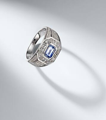 18kt 화이트 골드 사파이어 다이아몬드 링 | Shay Jewelry