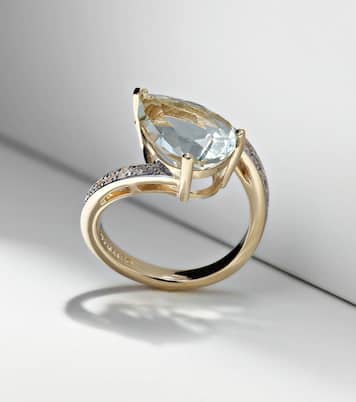 Slanted 14kt gold ring with amethyst and diamonds | Mateo