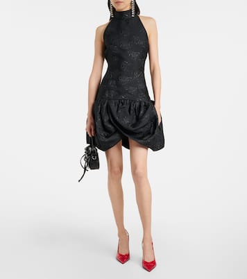 Floral draped jacquard minidress | Rotate