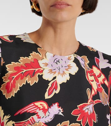 Maxikleid Swing aus Seide mit Federn | La DoubleJ