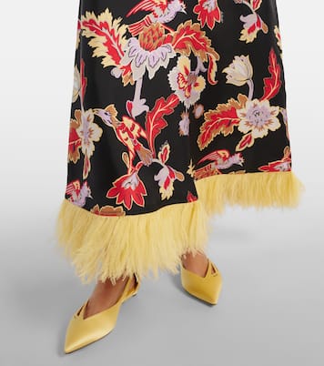Maxikleid Swing aus Seide mit Federn | La DoubleJ