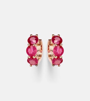 18kt rose gold hoop earrings with rubies | Ileana Makri