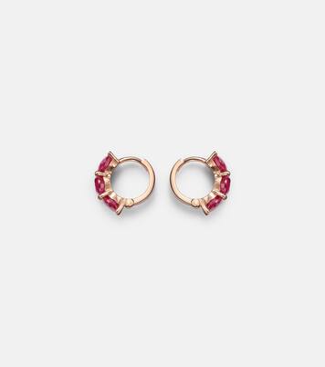 18kt rose gold hoop earrings with rubies | Ileana Makri