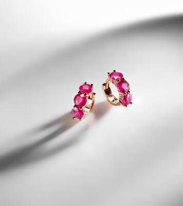 18kt rose gold hoop earrings with rubies | Ileana Makri