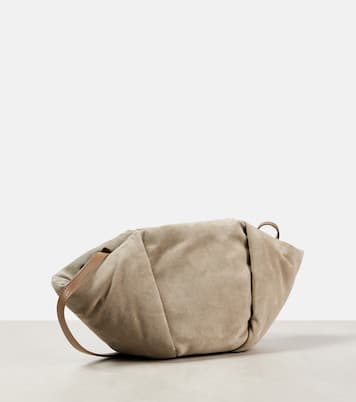 Pochette Fold-Over Small en daim | Brunello Cucinelli