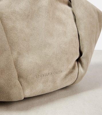 Pochette Fold-Over Small en daim | Brunello Cucinelli