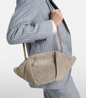 Pochette Fold-Over Small en daim | Brunello Cucinelli
