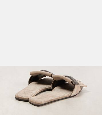 Slippers de ante con flecos | Brunello Cucinelli