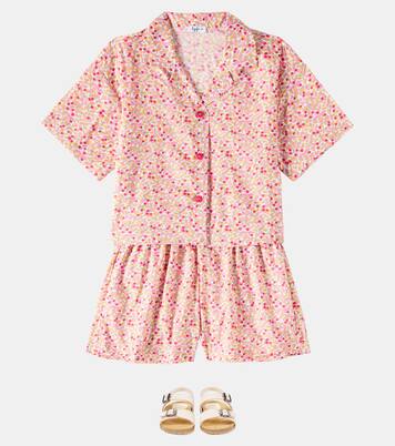 Floral cotton shirt and shorts set | Il Gufo
