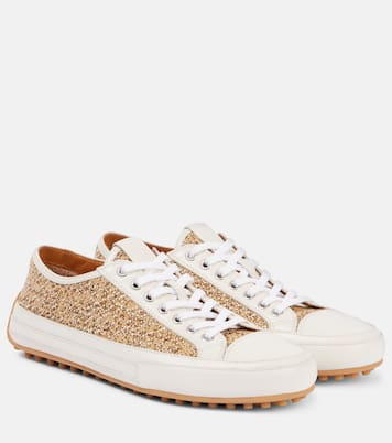 Leather-trimmed tweed sneakers | Tod's