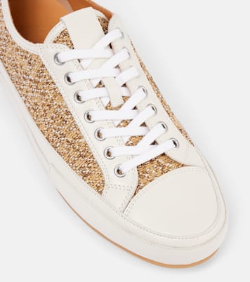 Leather-trimmed tweed sneakers | Tod's