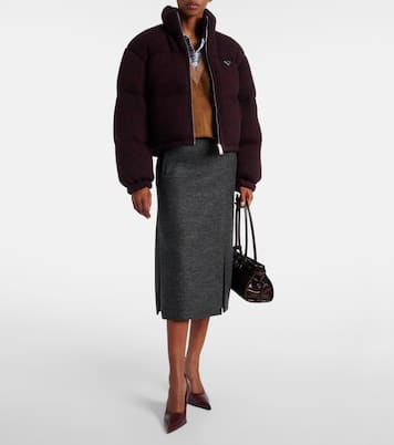 Veste doudoune raccourcie en laine et cachemire | Prada