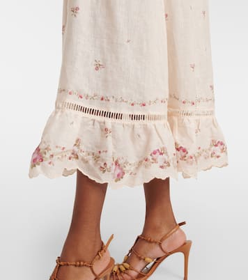 Robe midi Patience en lin à fleurs | Zimmermann