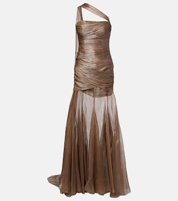 Marimar one-shoulder silk bustier gown | Maria Lucia Hohan