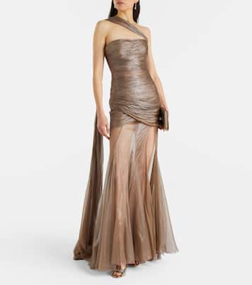 Marimar one-shoulder silk bustier gown | Maria Lucia Hohan