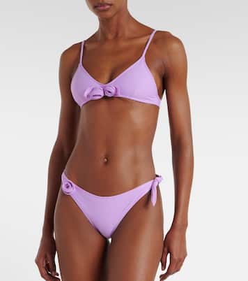 Flower floral-appliqué bikini top | Coperni