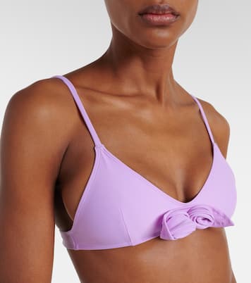 Flower floral-appliqué bikini top | Coperni