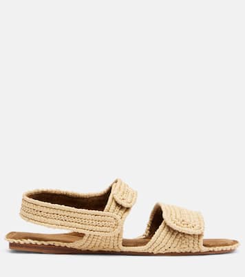 Boden leather-trimmed raffia sandals | Khaite