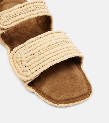 Boden leather-trimmed raffia sandals | Khaite