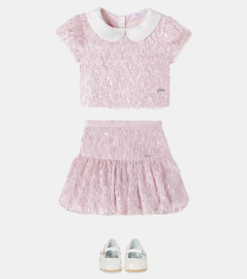 Bon Ton fringed sequined top | Monnalisa