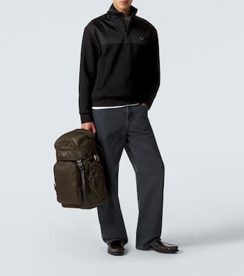Cotton-blend fleece half-zip sweatshirt | Prada