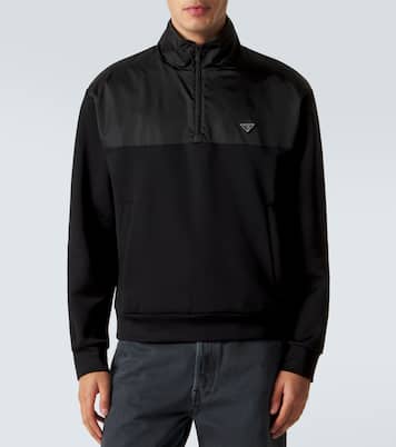 Cotton-blend fleece half-zip sweatshirt | Prada