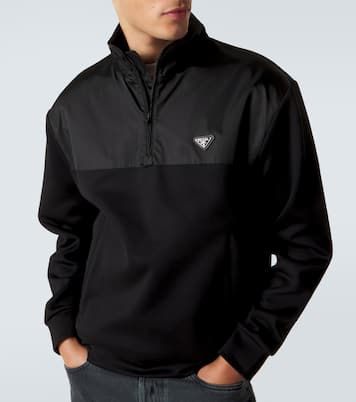 Cotton-blend fleece half-zip sweatshirt | Prada