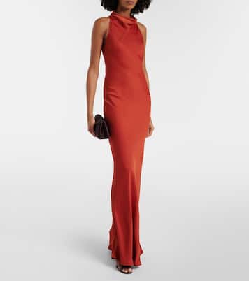 Halterneck satin gown | Rotate