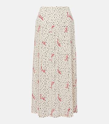 Polka-dot crêpe de chine midi skirt | Valentino