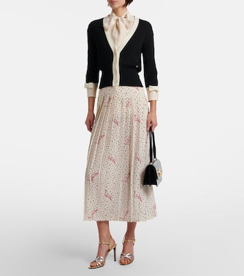 Polka-dot crêpe de chine midi skirt | Valentino