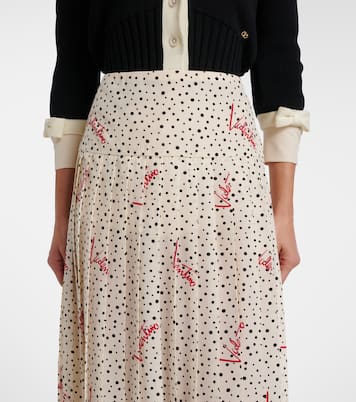Polka-dot crêpe de chine midi skirt | Valentino