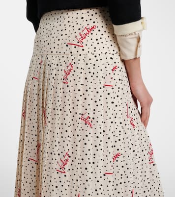 Polka-dot crêpe de chine midi skirt | Valentino