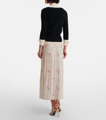 Polka-dot crêpe de chine midi skirt | Valentino