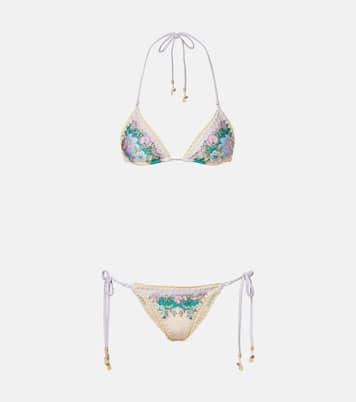 Indra floral metallic-effect bikini | Zimmermann