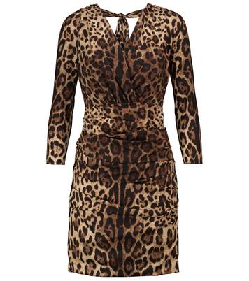 Robe en soie mélangée à motif léopard | Dolce&Gabbana