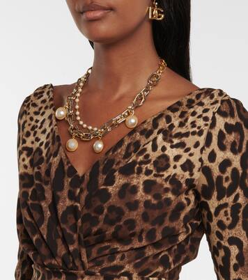 Robe en soie mélangée à motif léopard | Dolce&Gabbana
