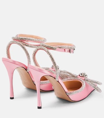 Double Bow 110 embellished satin pumps | Mach & Mach