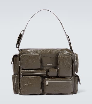 Superbusy Large leather shoulder bag in green - Balenciaga | Mytheresa