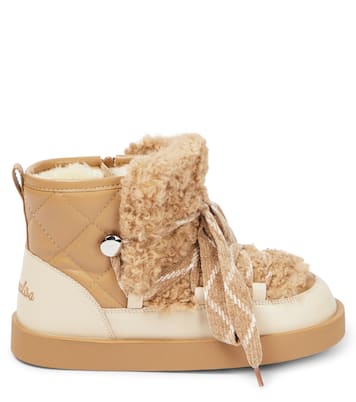 Faux shearling-trimmed boots | Monnalisa