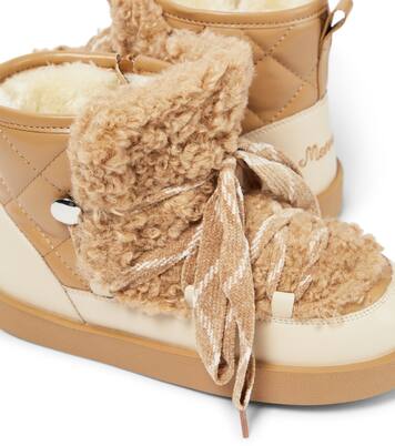 Faux shearling-trimmed boots | Monnalisa
