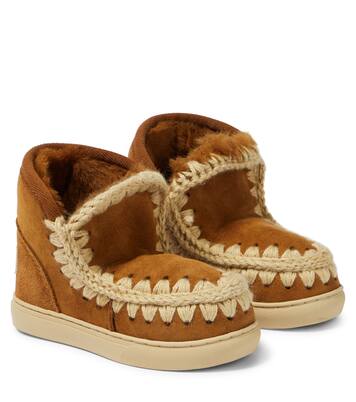 Embroidered shearling-lined suede sneakers | Mou Kids