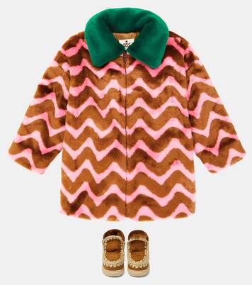 Embroidered shearling-lined suede sneakers | Mou Kids