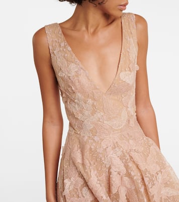 Abito lungo in tulle con applicazioni | Costarellos